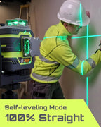 LasGoo LG-3DM Green Beam Laser Level, Self-Leveling 3x360° Cross Line Laser for Construction and Picture Hanging, 5200mAh Built-in Rechargeable Battery, Type-C Cable, Magnetic Rotating Stand Included
