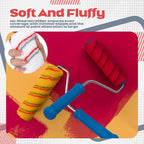 Leumoi 120 Pcs Paint Roller Covers, 1/2 Nap 9" Roller Covers, High Capacity Microfiber Naps for Wall Paint Kit Home Repair Tools Painting Supplies(Red Gray)