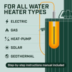 Corro-Protec Powered Anode Rod for Water Heater, 20-Year Warranty, Eliminates Rotten Egg/Sulfur Smell within 24 hours, Stops Corrosion and Reduces Limescale, Electrical Anode Rod Made of Titanium