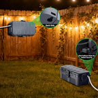 QUOBAS Outdoor Waterproof Electrical Box with 6 Cable Ports, IP54 Weatherproof Heavy-Duty Extension Cord Cover for Power Strips, Garden Power Tools, Holiday Lights, Gray