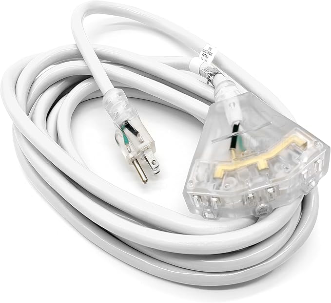 Outdoor Extension Cord Waterproof (15 ft) 12 Gauge Heavy Duty Extension Cord Splitter - Lighted Outdoor Extension Cords with Multiple Outlets - Watts Wire - 15' Grounded - extensiones electricas