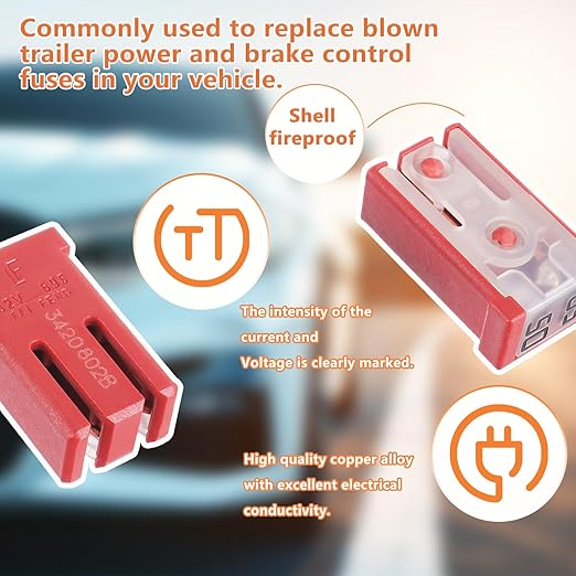 50A 32V Mini Slotted Automotive MCASE Shaped Cartridge Fuse Kit(Pack of 10pcs,50A)