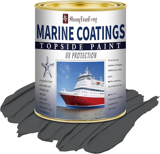 Battleship Grey Marine Coatings Topside Paint 32 Oz Grey+10 Fl Oz diluent, Marine Wood and Fiberglass Primer,Suitable for use on fiber,Suitable for use on fiberglass, wood or metal surfaces above the waterline