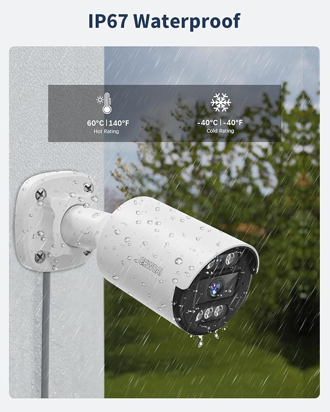 《122°Wide Angle & 80FT Night Vision》Outdoor Wired Security Camera System,CCTV Cameras Outside, Home Video Surveillance Systems