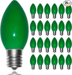 C9 Green Christmas Light Replacement Bulbs, 25 Pack Ceramic Green Incandescent Light Bulbs Vintage Light Bulbs for Outdoor Christmas Lights St Patricks Day Lights, E17 Intermediate Base- 7 Watts