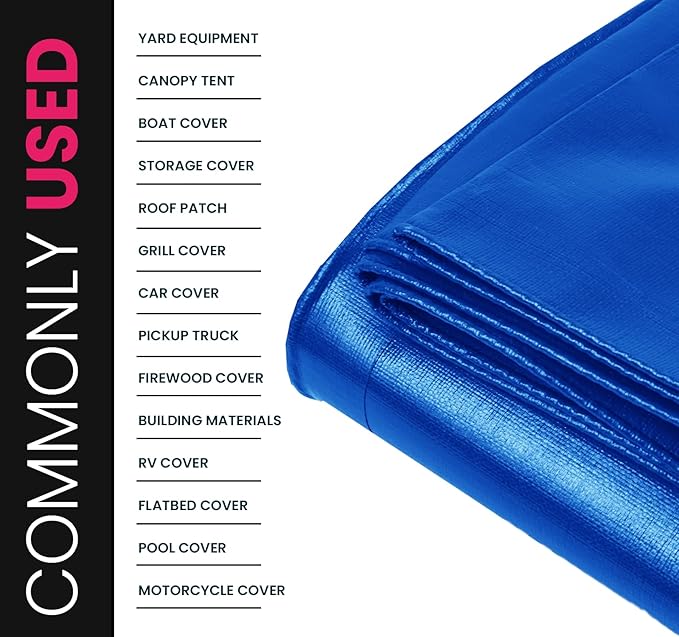 PROTARP Extreme Heavy Duty 22 Mil Tarp Cover, Waterproof, UV Resistant, Rip and Tear Proof, Poly Tarpaulin with Reinforced Edges for Roof, Camping, Patio, Pool, Boat. (Blue 40′ X 50′)