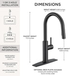 FORIOUS Kitchen Faucet with Pull Down Sprayer, Classic Matte Black, Single Handle High Arc Stainless Steel Kitchen Sink Faucet, 1 or 3 Hole Deck Mount for RV, Bar, Farmhouse, Laundry, Outdoor
