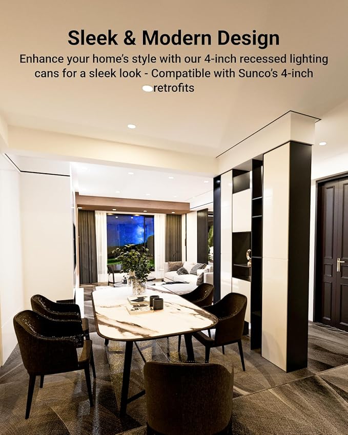 Sunco 12 Pack 4 Inch Recessed Lighting Housing Can, Remodel Air Tight Ceiling Cans, 120-277V,Hard Wired, TP24 Connector Included, Easy Install, IC Rated UL