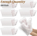 100 Pcs White Microfiber Dusting Gloves, Disposable Artisan Dust Cloth Remove Mitt, Dual-Sided Dust Wipes Feather Dusters for Indoor Plants Furniture, House Cleaning Pet Hair, Electronic Device