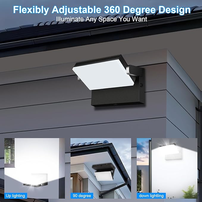 Modern Sleek Flood Lights Outdoor 120W, 14200LM 5000K Waterproof LED Security Lighting, 360° Rotatable Commercial Wall Pack for Yard, Car Lot, Building
