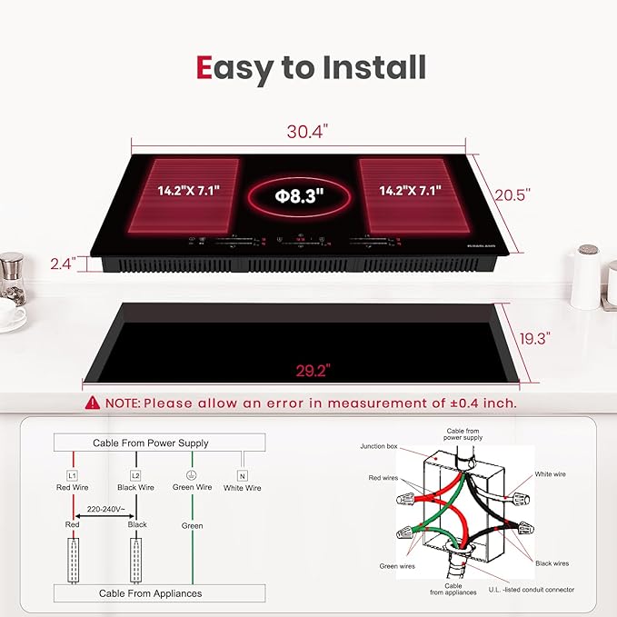 GASLAND Induction Cooktop 30 Inch, Built-in Glass Stove Top IH77BFH 5 Booster Burners Including 2 Flexi Element, 240V Electric Cooktop, 9 Power Levels, Sensor Touch Control, Safety Lock & Timer