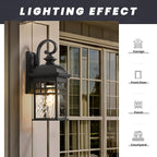 Outdoor Wall Lights Exterior Black Outdoor Light Fixtures Wall Mount with Water Ripple Glass Waterproof Anti-Rust Outside Wall Sconce Porch Lights for House Garage Doorway