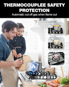 24 Inch Gas Cooktop, Propane Stove Top with 4 ITALY SABAF Sealed Burners 27,400 BTU, NG/LPG Convertible Built-in Stainless Steel Stovetop with Thermocouple Protection for Rvs Kitchen Outdoor