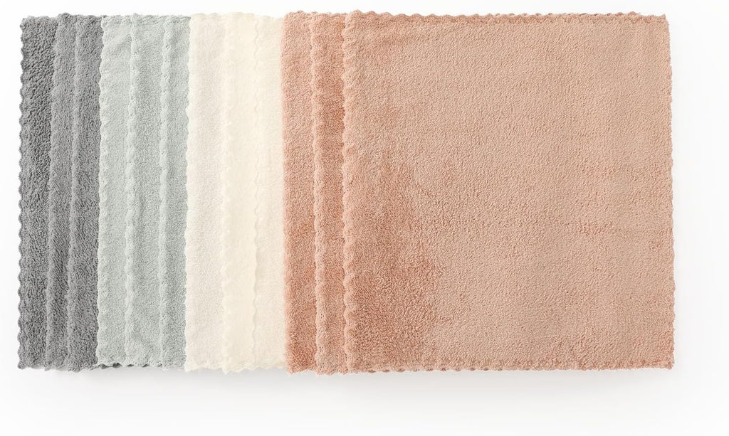 12 Pack Cleaning Cloth,Ultra Soft Absorbent Quick Drying Microfiber Cleaning rags,No scratches,Reusable,Washable,Lint Free Cleaning Towels for Kitchen,Window,Glass,car,11.8"×11.8",(Multicolor)