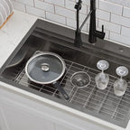 SHACO 33x22 Black Drop In Kitchen Sink, 33 Inch Gunmetal Black Stainless Steel Top Mount Single Bowl Overmount Double Ledges Workstation Sink with Accessories