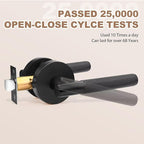 Black Matte Door Handles Interior No Lock, Passage Door Levers for Hallway & Closet, Modern Knurled Round Reversible Handle, 1 Pack