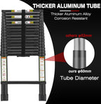 RIKADE Telescoping Ladder 20.3FT & Attic Ladder, Heavy Duty Aluminum with Non-Slip Feet, 330lb Capacity for RV, Attic, Loft & Multi-Surface Use