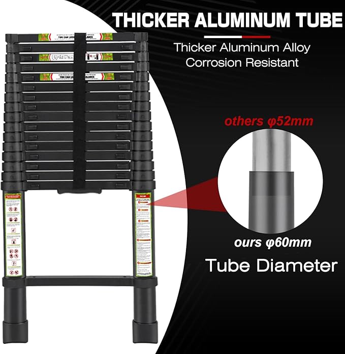 RIKADE Telescoping Ladder 20.3FT & Attic Ladder, Heavy Duty Aluminum with Non-Slip Feet, 330lb Capacity for RV, Attic, Loft & Multi-Surface Use