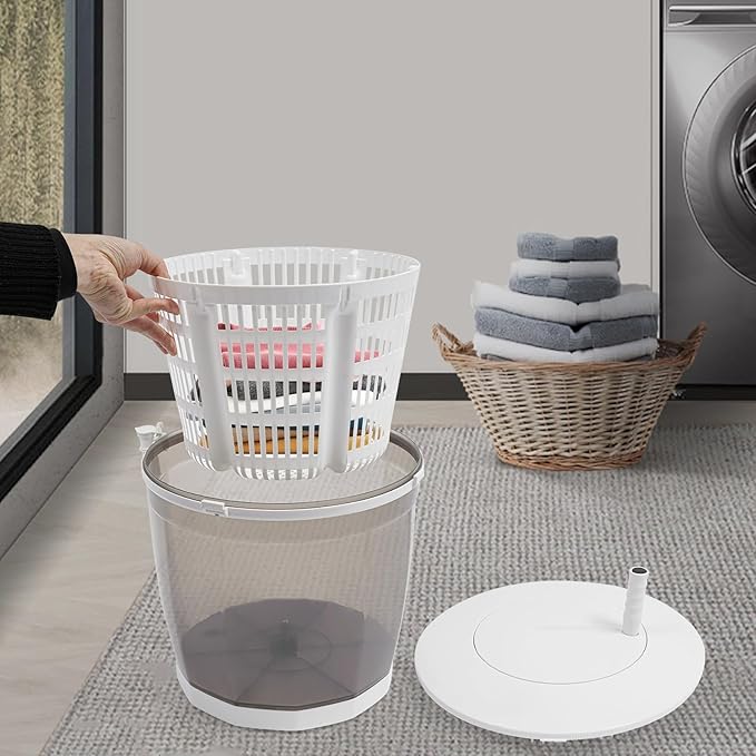 Mini Portable Washing Machine, 2 in 1 Hand Cranked Manual Clothes Non-Electric Washing Machine and Spin Dryer, 4.41lbs Capacity Washer/Dryer for Camping, Apartments, RV's (Grey Basic Model)