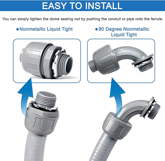 1-1/4inch 25FT Electrical Conduit Kit,Liquid-Tight Conduit and Connector Kit with 4 Straight and 2 Angle Fittings Included,Flexible Non Metallic Conduit(1-1/4" Dia,25 Feet)