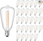 30Pack ST38 LED String Light Bulbs Clear Replacement Bulb 0.6W fits E12 C7 Screw Base Edison Bulbs for Outdoor String Lights Dimmable Bulbs Equal to 7W for Patio Decor, 2700K Warm White