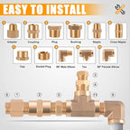 156PCS Brass Pipe Fittings Assortment Kit 1/8" 1/4" 3/8" 1/2" 3/4" NPT Adapter,Reducer Bushing, Hex Nipple, Reducing Hex Coupling,Hex Head Plugs,Street Elbow,Street Tee,Socket Plug