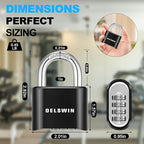 DELSWIN 4-Digit Combination Lock Outdoor Padlock - Heavy Duty Locker Lock with Hardened Steel Shackle, Waterproof Combo Lock for Gym Locker, Hasp Storage, Shed, Fence, Gate (Black,2Pcs)
