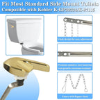 Toilet Handle Replacement Kit, Universal Side Mount Toilet Tank Flush Lever with Stainless Steel Flapper Chains Compatible with Kohler K-87115 Trip Lever, Polished/Shiny Gold