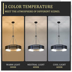 Industrial Drum Chandelier 24" 6-Light Modern Chandelier Black Metal Hanging Light Fixture Weathered Wood Grain for Living Dining Room Foyer Entryway Kitchen