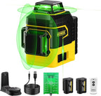 IKOVWUK 3x360° Laser Level, Level for Construction Picture Hanging Floor,12 Lines Self-leveling Laser Level Line with Upgraded Flash Mode, 2X 3000MAH Battery