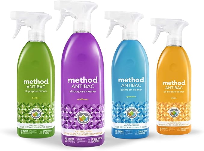 Method Antibacterial All Purpose Cleaner Spray, Wildflower, Kills 99.9% of Household Germs, 28 fl oz (Pack of 8)