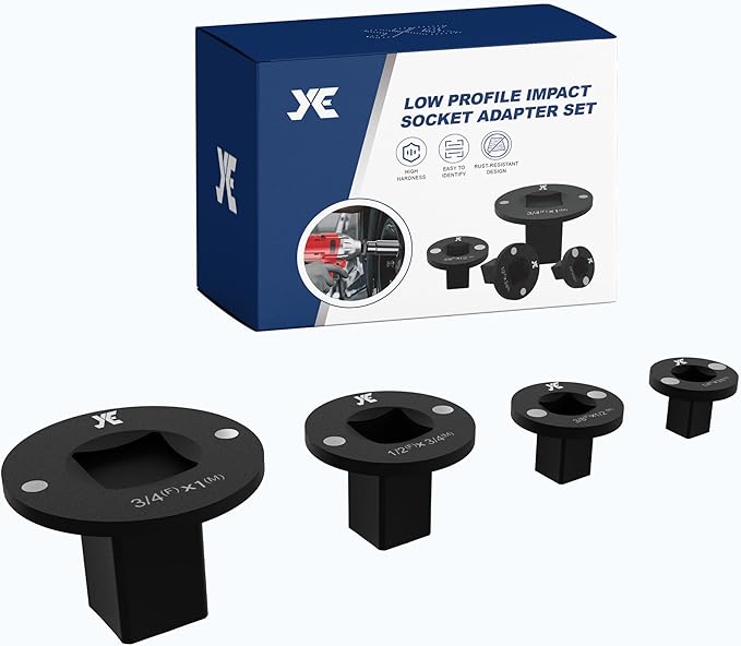 Socket Adapter Set, 4PC Low Profile Impact Ratchet Adapter Kit for Tight Spaces - Includes 3/4" to 1", 1/2" to 3/4", 1/2" to 3/8", 1/4" to 3/8" Drive Size Converters