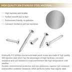 56 Pieces #12 x 3/4" 1" 1-1/4" 1-1/2" 2" Phillips Countersunk Head Self-Tapping Screws, Wood Screws Assortment Kit, 304 Stainless Steel