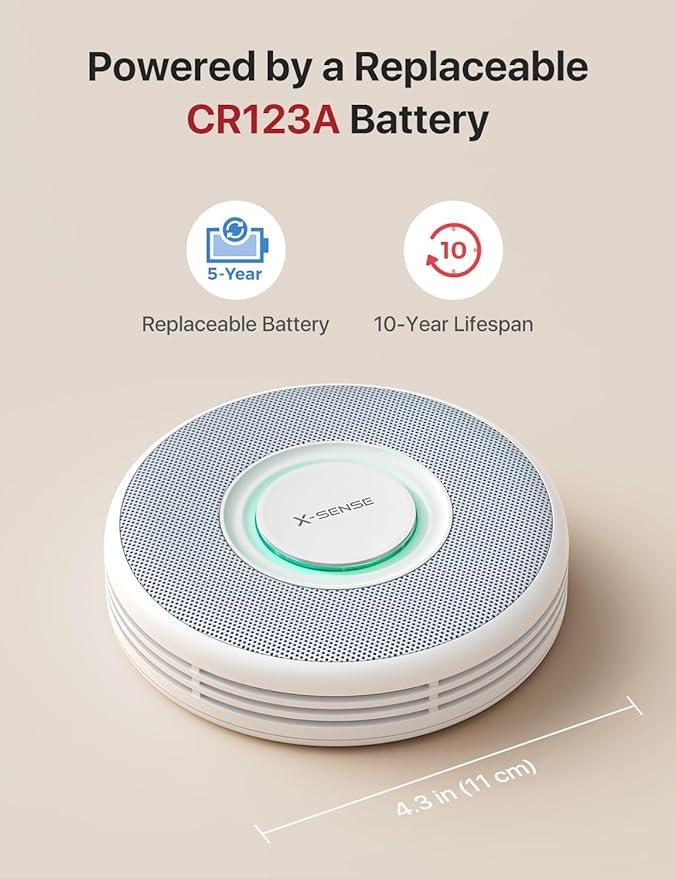 X-Sense Smart Smoke Detector with Voice Alerts and 17 Locations, Wi-Fi Smoke Alarm with SBS50 Base Station, Test from APP, Wireless Interconnected Fire Alarm, Model XS0B-MR121