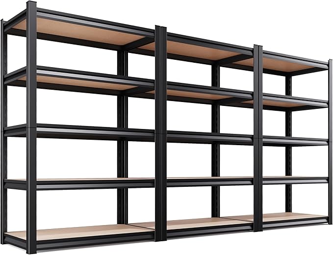 Set of 3 Garage Shelving-2050 lbs 5 Tier Storage Shelves,Adjustable Heavy Duty Metal Shelving Unit and Storage Large Rack,Utility Steel Shelf For Warehouse Industrial Pantry Basement 78"x46"x20"