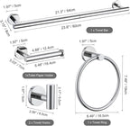 TURS Chrome 5 Piece Bathroom Hardware Set, SUS304 Stainless Steel 24 Inch Bath Towel Bar Set, Round Bathroom Accessories Kit Wall Mounted