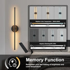 Removable Battery Operated Wall Sconces with Remote Control 350°Rotate LED Wireless Wall Lights with 3 Color Temperatures & Dimming for Bedroom, Hallway,24.4 Inch (2 Pack)