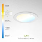 ASD 6 Pack LED Recessed Lighting 6 Inch 15W, 5 CCT 2700K-5000K CRI90+, IC Rated Ultra Thin Dimmable Ceiling Lights with J Box, Canless Wafer Downlight, Round Slim Panel Light, Energy Star ETL, White