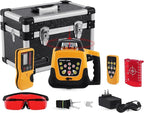Iglobalbuy Automatic Self-Leveling Rotary Laser Rotating Horizontal & Vertical Laser Level Kit 500M w/Remote Control + Receiver, Leveling Transit Laser Level Red Beam for Construction (Rotary Laser)