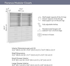 Bestar 71W x 16D Modular Closet Organizer System, Reach-in or Walk-in Closet with Shelves and Drawers, Slab Style, Florence Collection, White