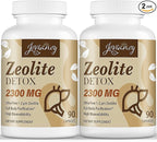 2300 MG Zeolite Detox Capsules, Organic Activated Charcoal, Bentonite Clay, 1-2 µm Clinoptilolite, Maximum Absorption, Gut Liver Detox Cleanse Full Body for Women Men, 180 Capsules