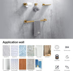 BAGNOLUX Gold Towel Bar, Bathroom Set 4 Pieces, Bath Towel Holder Set SUS304 Stainless Steel, Towel Bar Rack Set for Wall Mounted, Square Bathroom Accessories Set Fixture Heavy Duty, Brushed Brass