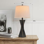 Bedside Lamps Set of 2 Unique Modern Vintage Table Lamp Rustic Farmhouse Desk Lamps for Living Room End Tables Bulb Not Included, Linen Shade, 26.5 in,Black Gold