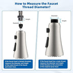 Hibbent Pull Down Spray Head for Kitchen Faucet, 3-Function Spray Nozzle with 15 Adapters, Straight Sink Faucet Head Replacement Compatible with Moen, Delta, Kohler, American Standard, Brushed Nickel