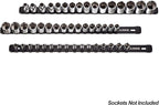 ARES 70087-3-Piece Aluminum Socket Organizer - 1/4-Inch, 3/8-Inch, and 1/2-Inch Drive Rails Hold 48 Sockets and Keep Your Tool Box Organized