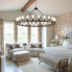 53” Large Farmhouse Wagon Wheel Chandelier,Black Rustic Chandelier 24-Lights,Round Dining Room Light with Adjustable Height,Industrial Ceiling Light Fixtures for Kitchen,Foyer,Porch,Living room