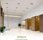 ASD Recessed Lighting 4 Inch, Round Commercial LED Downlight, Mini Panel Baffle Trim, 12W 120-277V, 5 CCT 2700K-5000K, Dimmable LED Ceiling Light Fixture, Black, ETL, 6 Pack