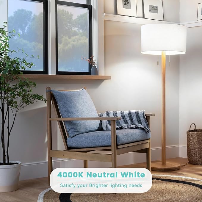 Brightever Dimmable LED Light Bulbs 60W Equivalent, 4000K Neutral White Edison Light Bulb, 7W, 850LM Vintage E26 Base Bulb, 90+CRI, ST58 Clear Glass Antique LED Filament Bulbs for Bathroom, 6-Pack