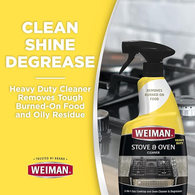 Weiman Heavy Duty Stove and Oven Cleaner and Degreaser for Glass, Ceramic Cooktops, BBQ grill grates - 2 Pack, 24 Oz w/MicroFiber Towel