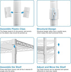 Ulif H4 Portable Closets, 4-Tier Metal Clothes Garment Rack for Bedroom and Cloakroom, Clothing Closet Storage and Organizer Wardrobe, 35.4" W x 14" D x 76.4" H, White